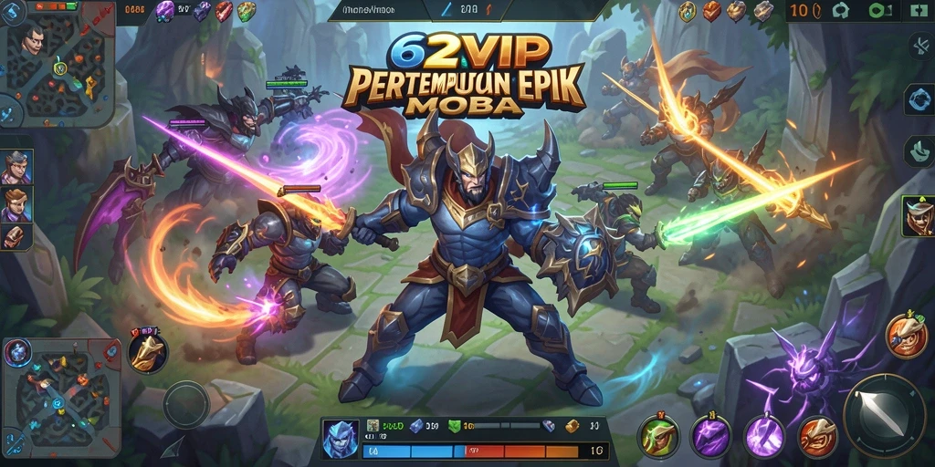 Screenshot gameplay MOBA yang menegangkan di 62VIP.