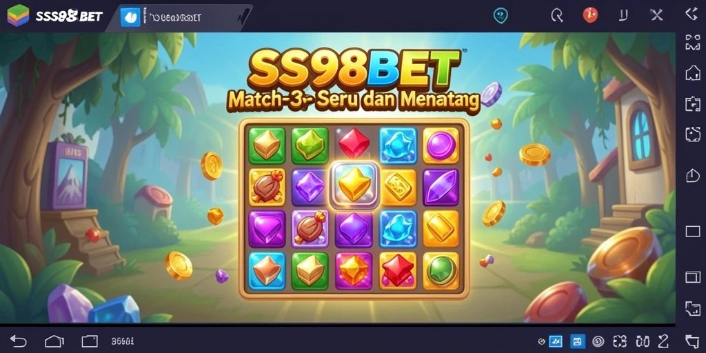 Tangkapan layar gameplay Match-3 SS88BET yang penuh warna dan seru.